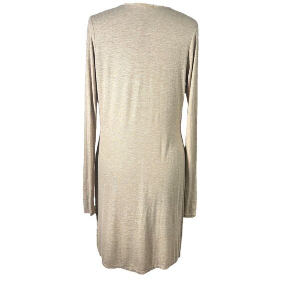 Joah Brown Luna Ribbed Open Front Duster Cardigan Sz S/M Tan Side Slits Boho - Picture 7 of 14